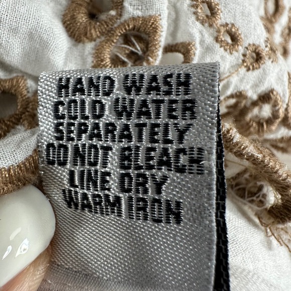 Emma G Women's Dress White 100% Cotton Pintuck Eyelet Lined Collard Midi Size M - Picture 11 of 11